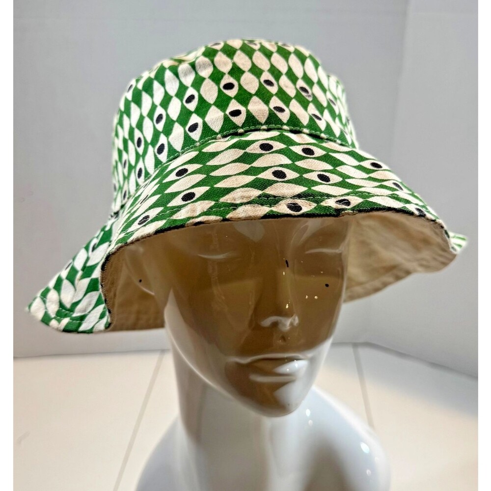 Erin Flett Reversible Canvas Bucket Hat Green Abstract Print Made In USA